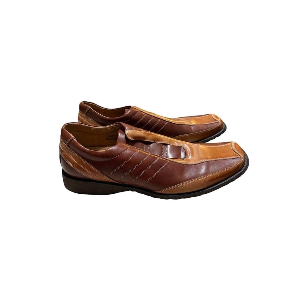 Stacy Adams Leather Slip On Dress Shoes Brown Square Toe Mens 10M - Picture 5 of 8